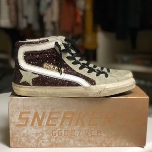 Golden Goose Bordeaux Glitter Sneakers EU40 US9.5